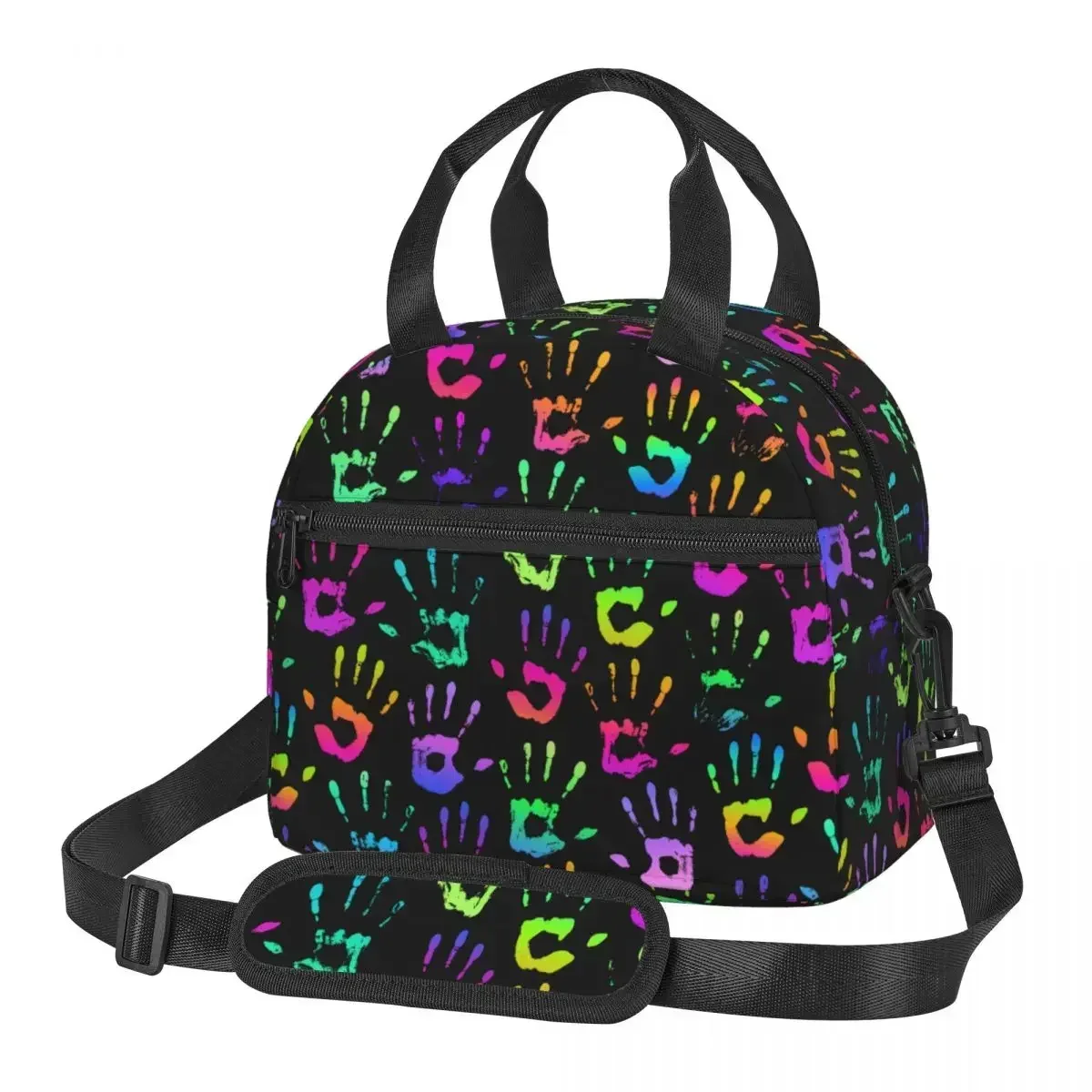 

Hip Hop Graffiti Rainbow Handprints Large Thermal Insulated Lunch Bags Portable Food Bag Container Cooler Boxes
