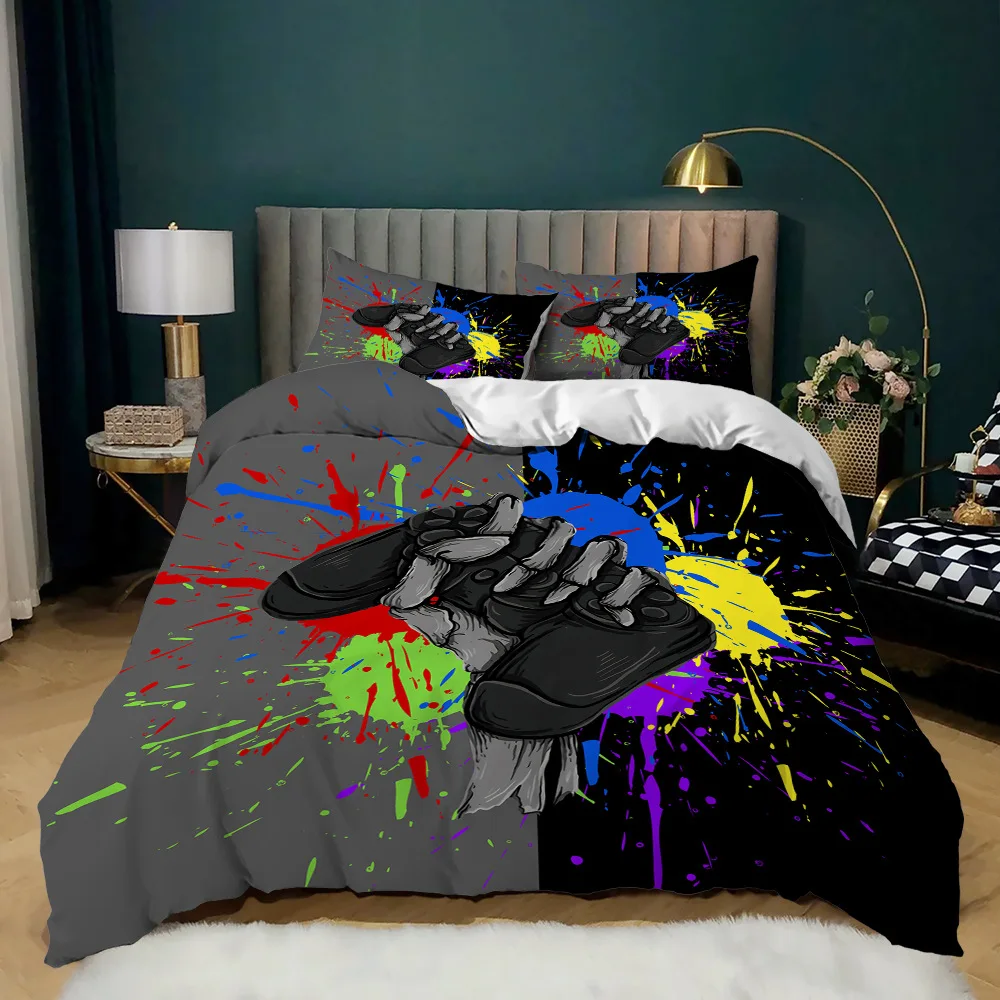 Game Handle Duvet Cover Set For Boy Kids Teen Bedding Set Twin Size Print Playing Game Equipment Quilt Cover Wiht Pillowcases