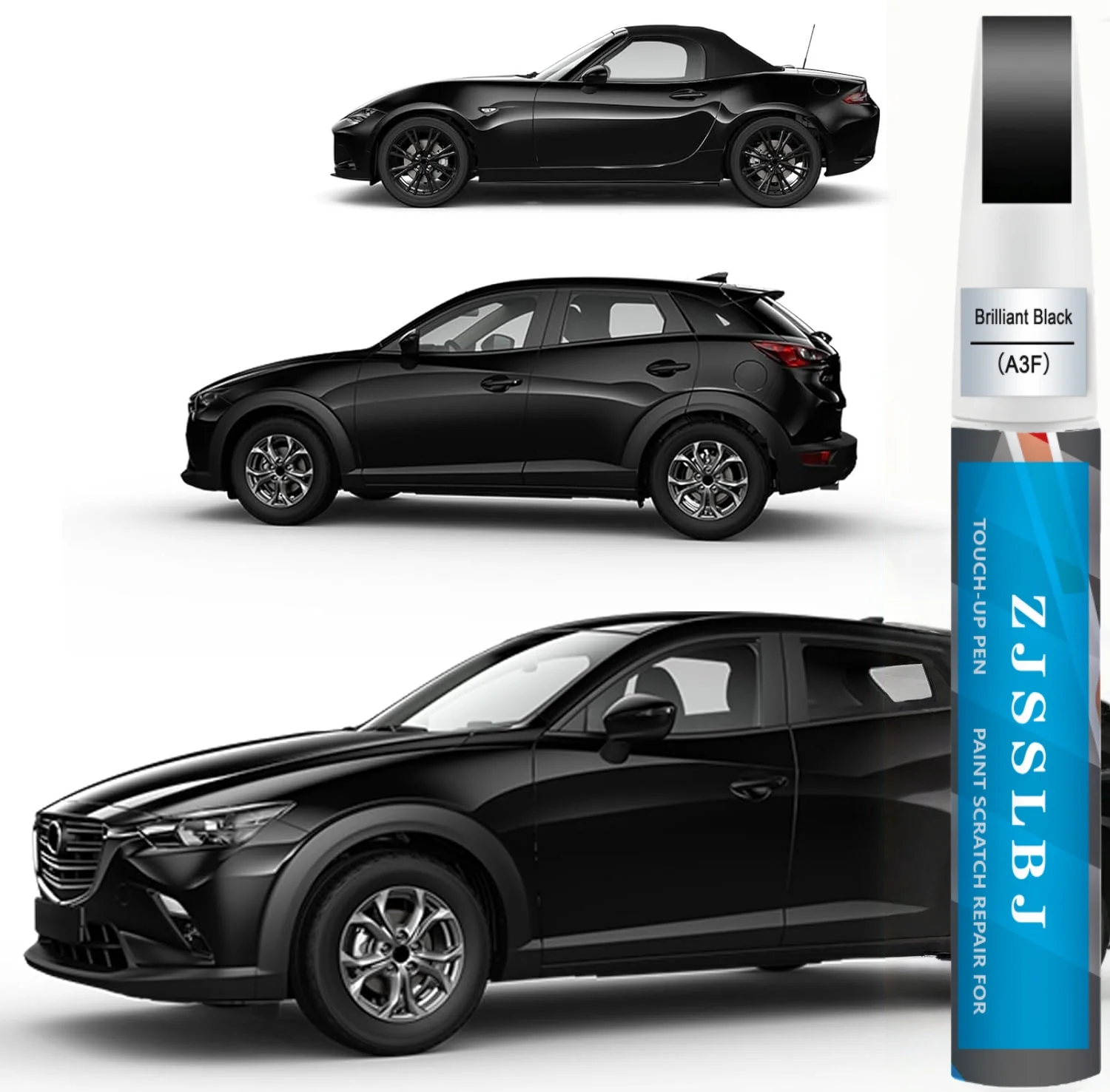 Car Touch up Paint(Brilliant Black A3F) Compatible with Mazda, Car Paint Pen Scratch Repair Two-In-One Touch Up Paint, Premium C