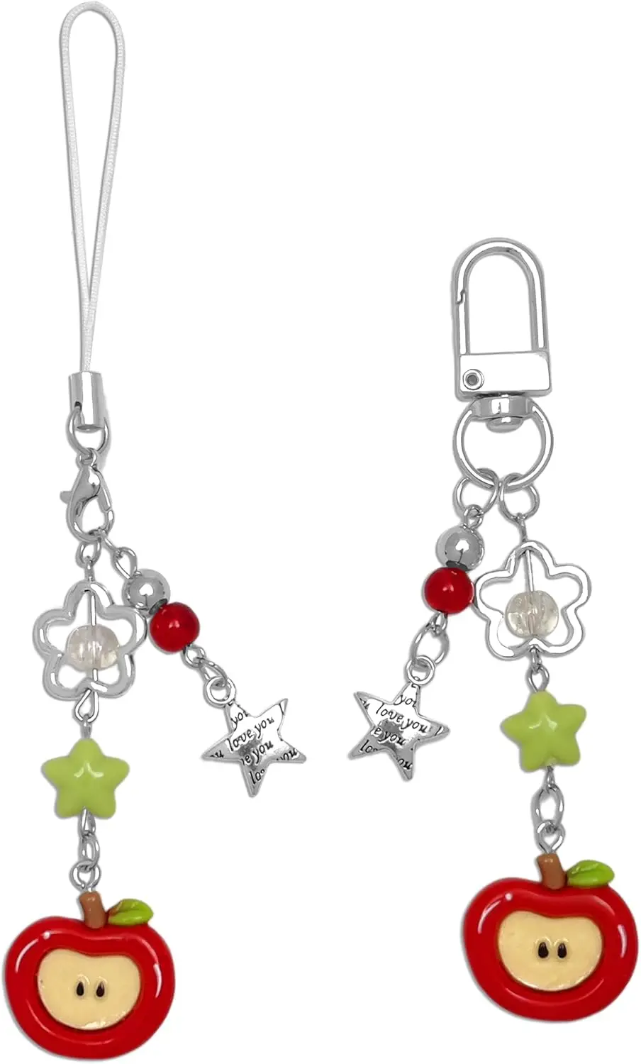 

2PCS Cute Phone Charms Aesthetic Y2k Pink Guitar Strawberry Star Phone Straps Key Chains for Keys Bags Camera