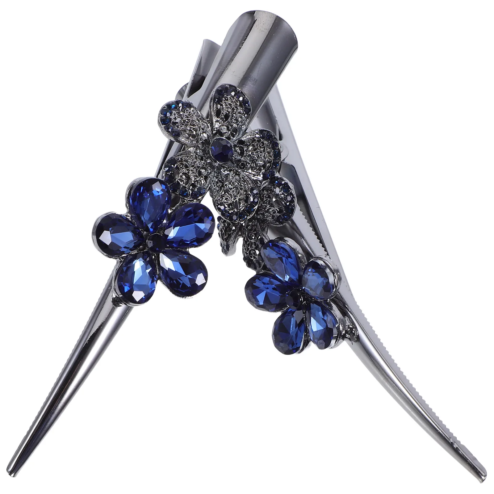 

2Pcs Rhinestone Hair Clips Elegant Metal Barrettes Bridal Bridesmaid Accessories Flat Horn Practical Styling Daily Travel