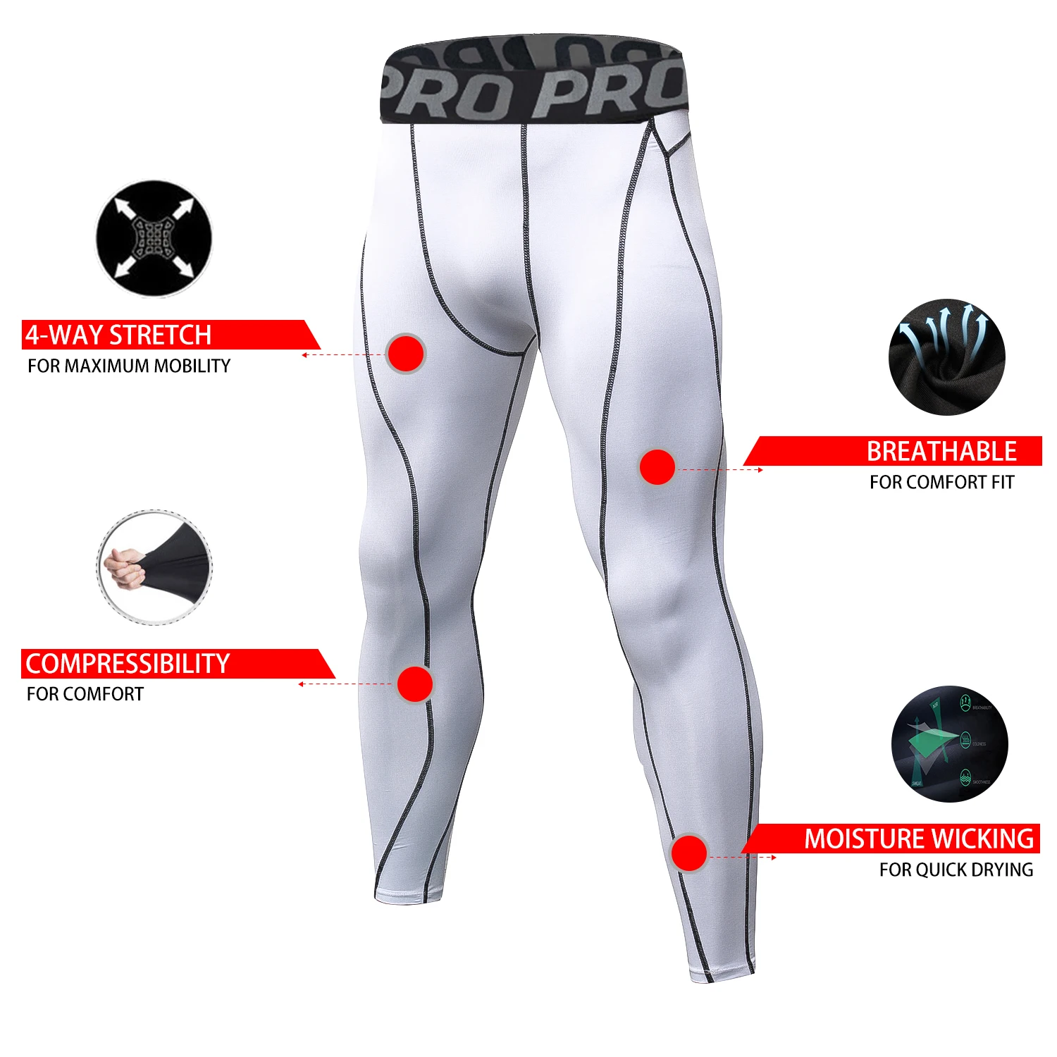 Pantalon de Compression à vaccage Rapide pour Homme, Leggings de Course, de Basket-ball, d'Entraînement, Collants de bug astique, Couches de Base de Football