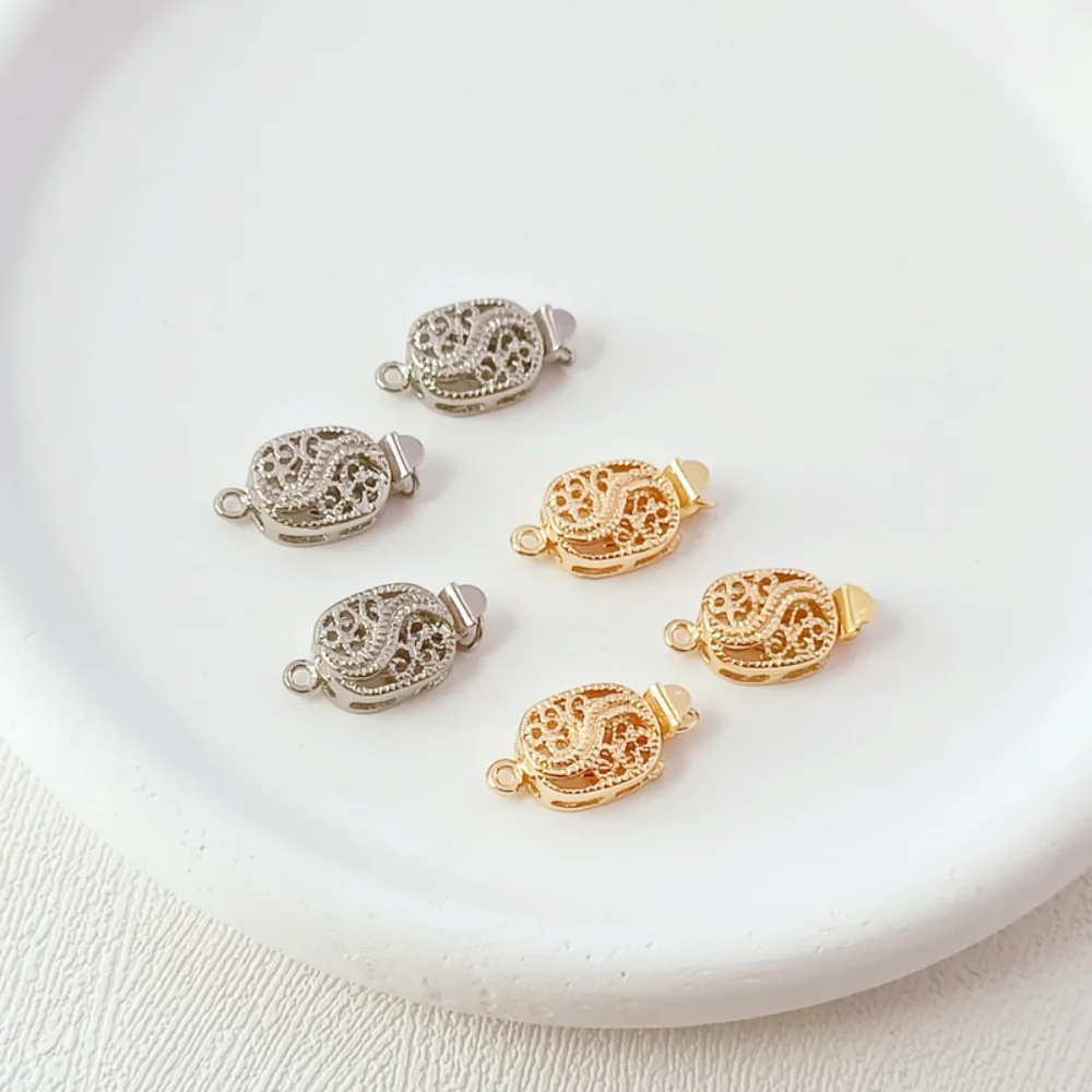 14K Gold-plated Hollowed-out Insert Single-hanging Connection Buckle DIY Handmade Bracelet Necklace Ending Buckle Accessory