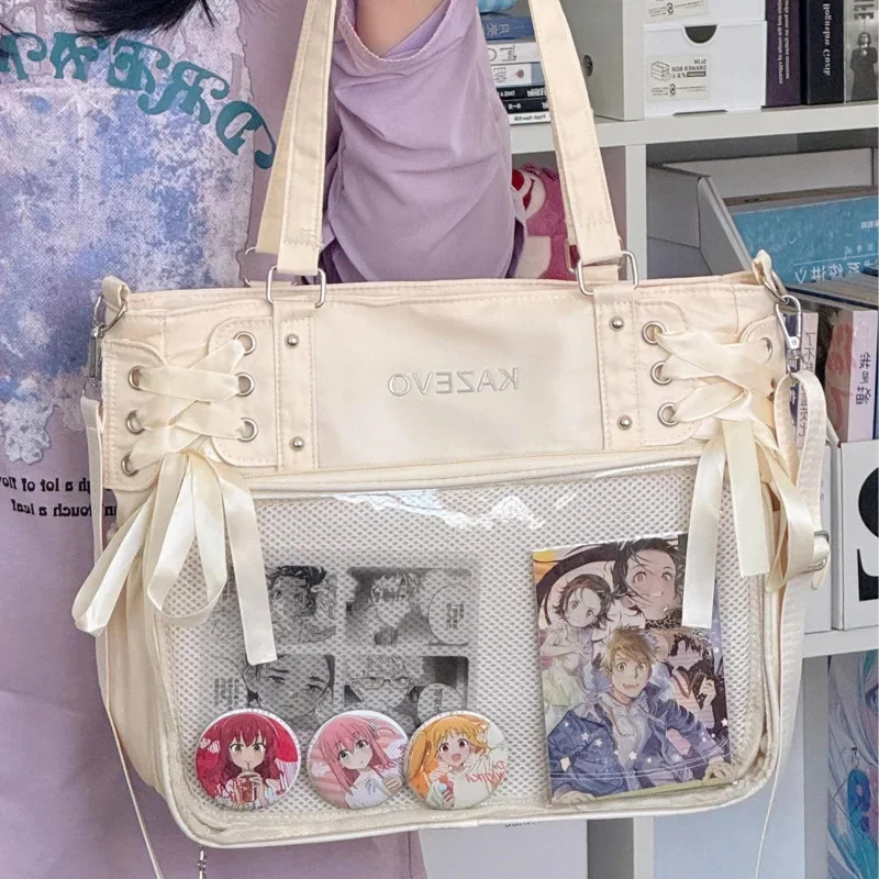 Y2K Korean Itabag Ins Student Class Bag For Girls Transparent Japan Sweet Girl Shoulder Crossbody Bag Large Appetite Itabag New