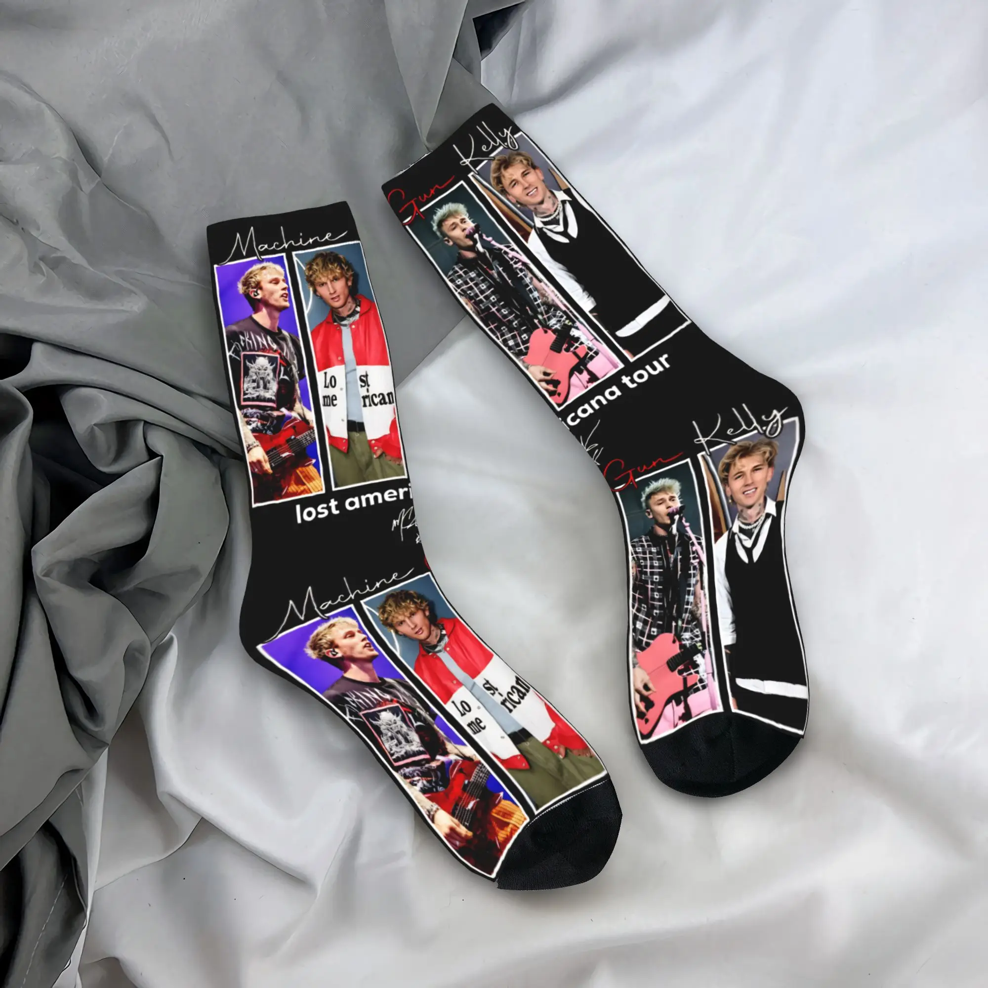 

MGK Lost Americana Tour Music Concert Socks Men's Women's Socks Crazy Spring Summer Autumn Winter Middle Tube Socks Gifts
