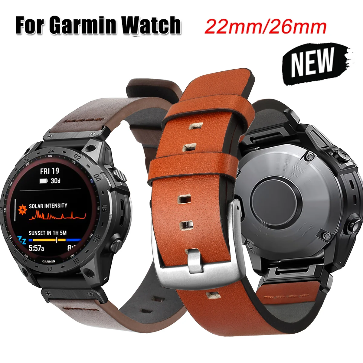 26 22mm Leather Watch Band For Garmin Fenix 7 6 6x Pro 5 5x Plus Strap Quick Easyfit Wristband Forerunner935 smartwatch Bracelet