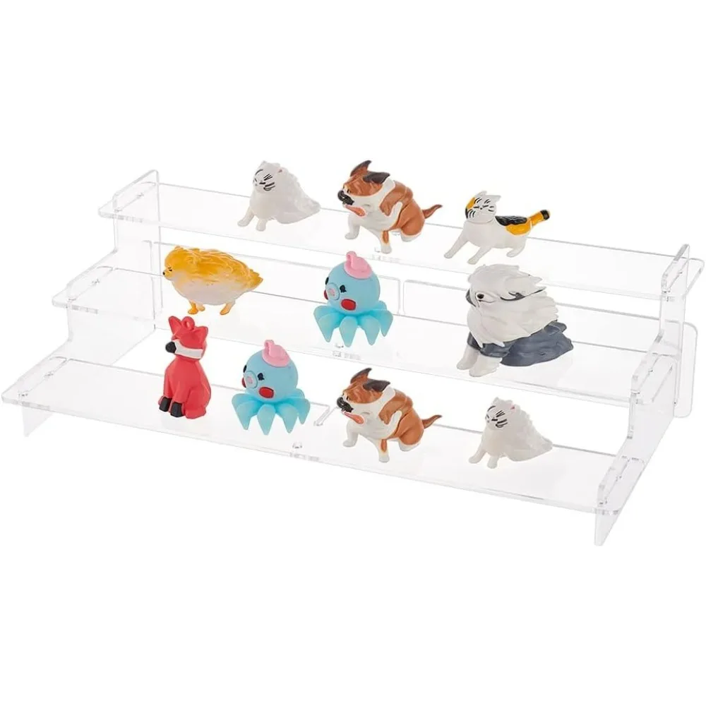 

3-Tier Assembled Acrylic Riser for Action Figure 11.8x5.7x3.5 inch Transparent Acrylic Organizer Rectangle Display Risers Jewelr
