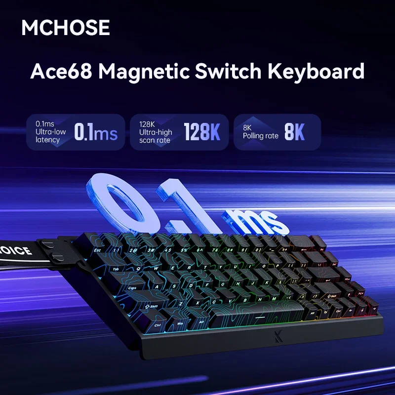 

Игровая механическая клавиатура MCHOSE Ace68 RGB 8K, магнитный переключатель, точность RT 0,01 мм, частота сканирования 128 КБ, таможенные клавиатуры