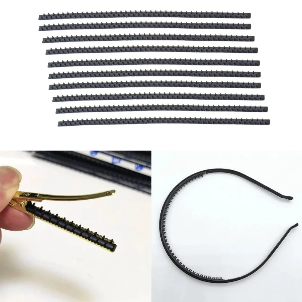 5Pcs Two Rows Teeth Shaped Anti Slip Strip with Back Adhesive DIY Handmade Hairpin Anti Slip Teeth Black