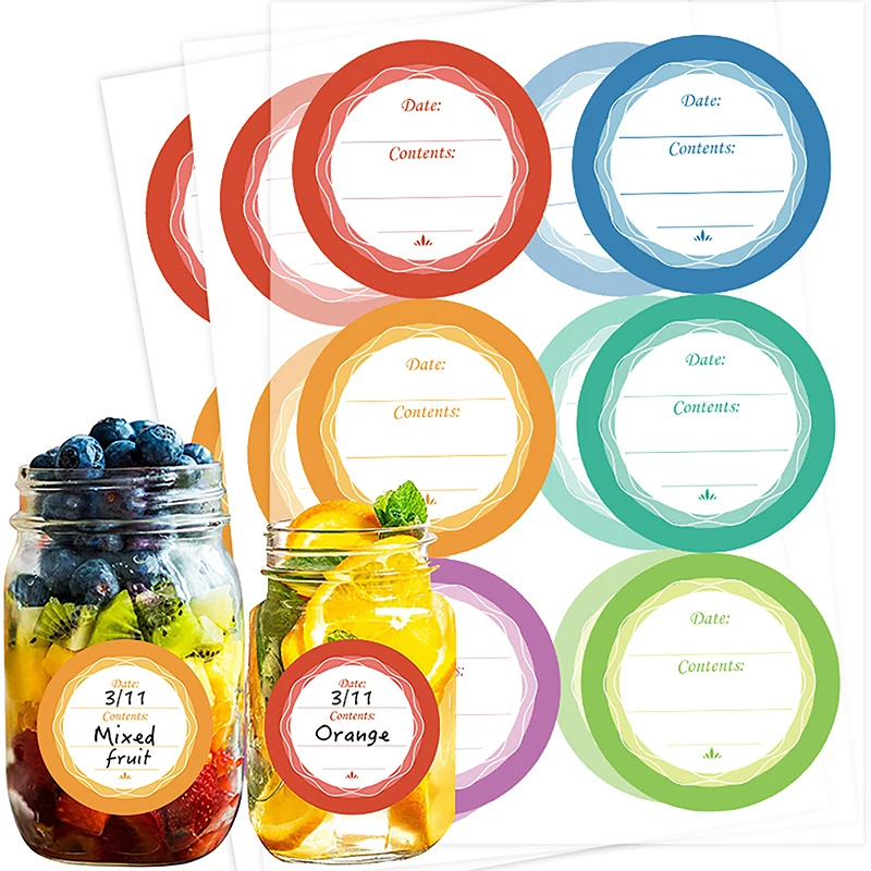 Spice Label Stickers Round Can Labels Stickers For Cans Jar Lids Colorful Self-Adhesive Waterproof Stickers Removable Date Labe