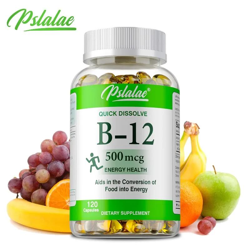 Vitamin B12 Capsules 500mcg - Supports Energy Metabolism, Mood, Heart, Nervous System Support, Supports Brain Cell Function