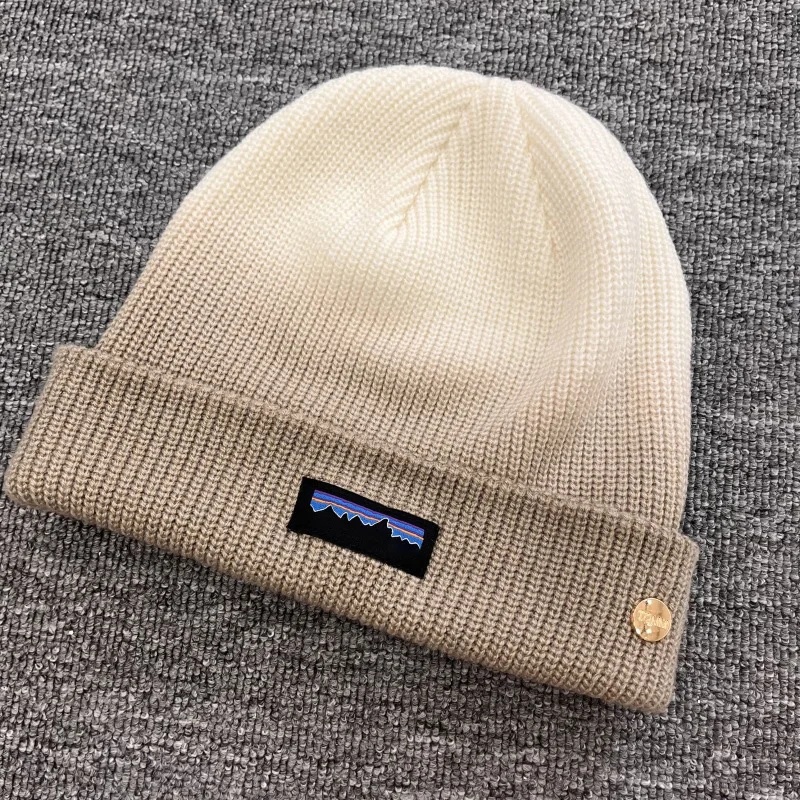 American Outdoor Fall And Winter Warm Knit Cap Gradient Loose Hip-hop Cold Cap Wool Cap Sets Head Men\'s Boutique Fashion Hat