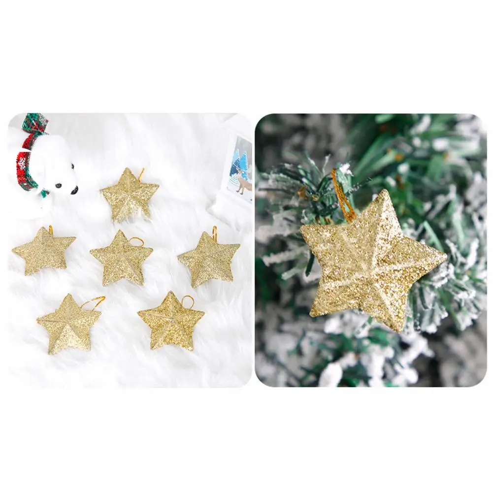 Golden Powderfive-pointed Star Festive Hanging Ornaments Reusable Christmas Five-pointed Star Hanging Decorations for Xmas