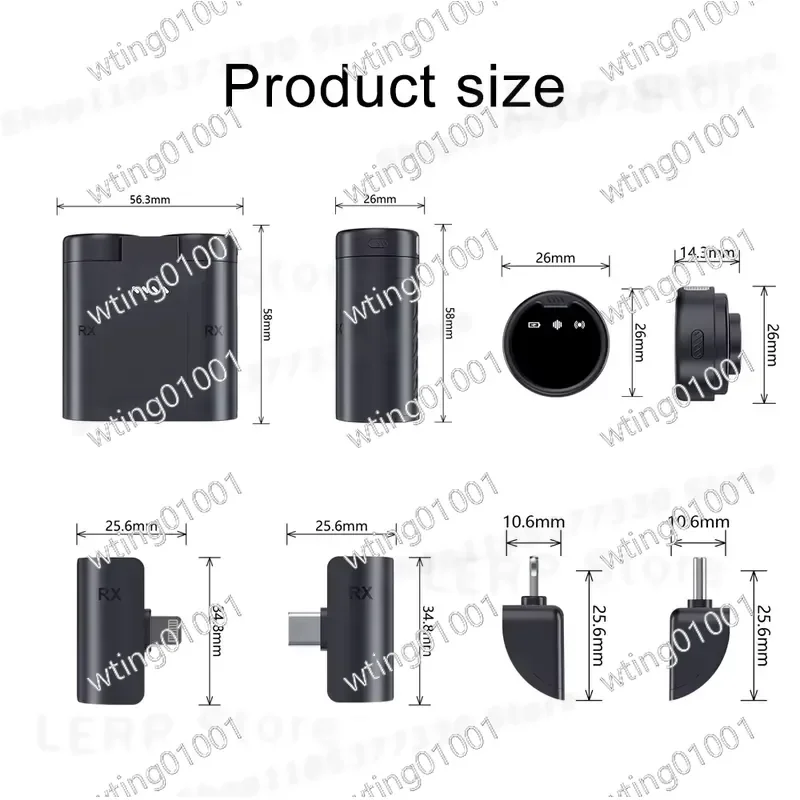 for iPhone Android Clip On Wireless Lavalier Microphone Noise Cancelling Pro Audio Recording Mic for Vlog Live Streaming
