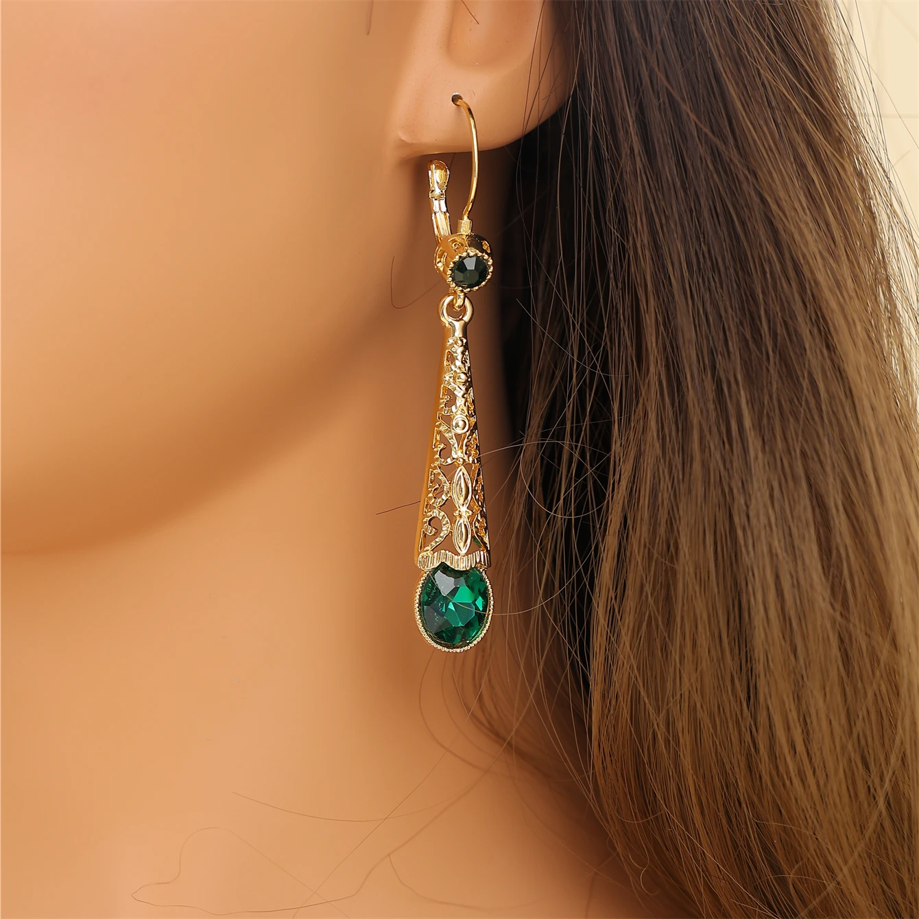 Luxury Moroccan Style Drop Long Earrings Double Hollowed-Out Master Carved Wedding Jewelry