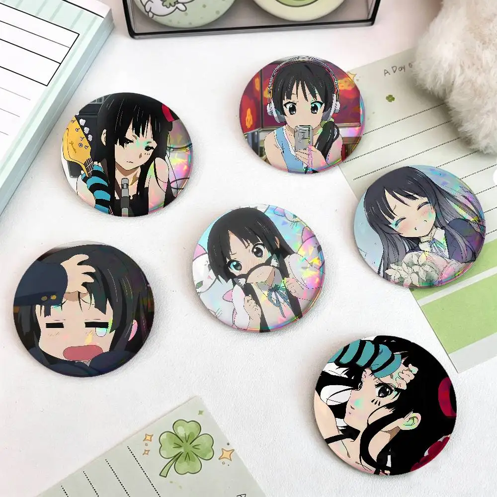 Cartoon M-Mio Akiyama For Badge Custom Laser Hologram Enamel Pin Badge Metal Lapel Brooch For Clothes Bag Accessory Gift
