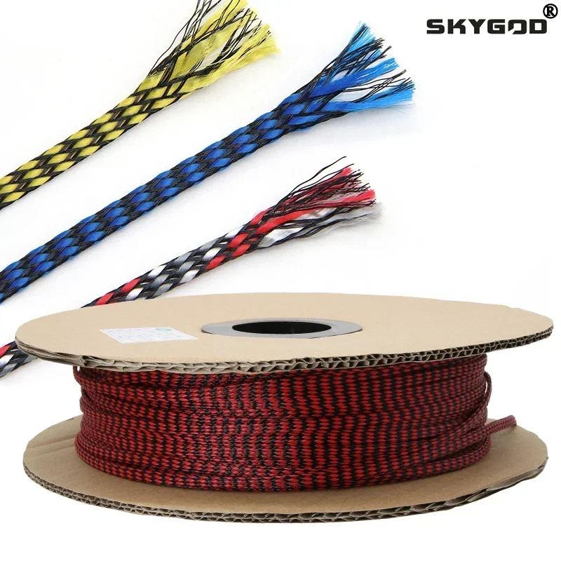 

1/5/10m Braided Expandable Insulated Cable Sleeve 4 8 12mm PP Conton + PET Yarn Mixed Protect Cover Wire Wrap Gland Sheath