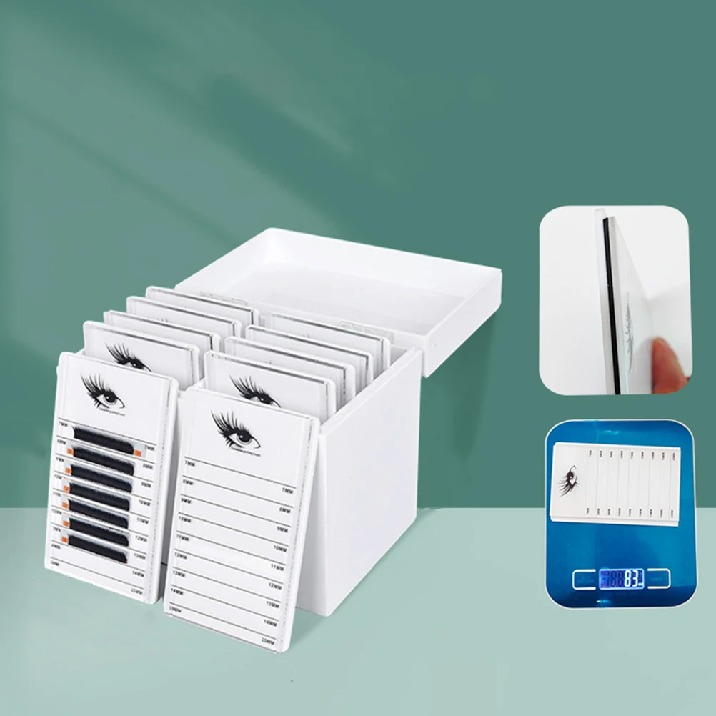 

10 Layers White Acrylic Eyelash Storage Box Gasket Tray for Extensions Organizer with Display Board Measurement Tool lash pallet