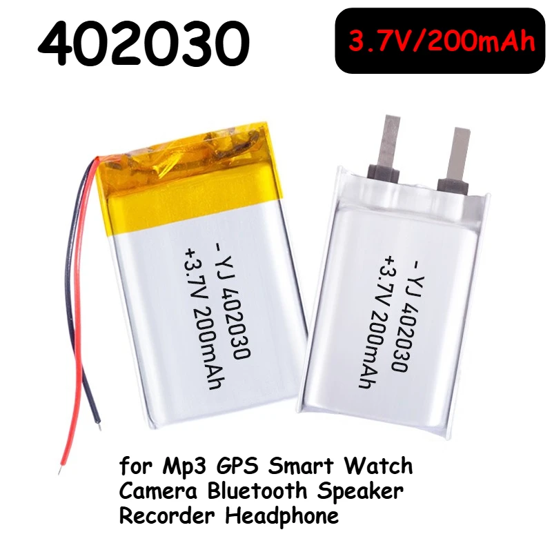 1-20pcs 402030 Battery 3.7V 200mAh Lipo Rechargeable Battery for Mp3 GPS Smart Watch Camera Bluetooth Speaker Recorder Headphone