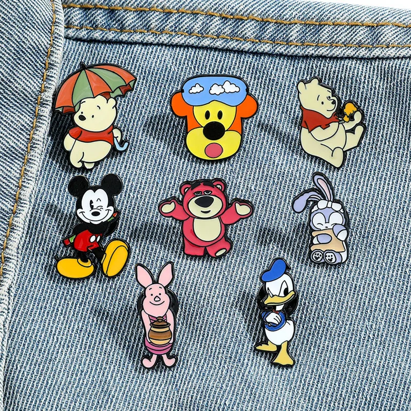 

Disney Mickey Mouse Metal Badges Brooch Kids Anime Duck Winnie The Pooh Lapel Pins Bag Cloths Jewelry Accessories Girl Gift