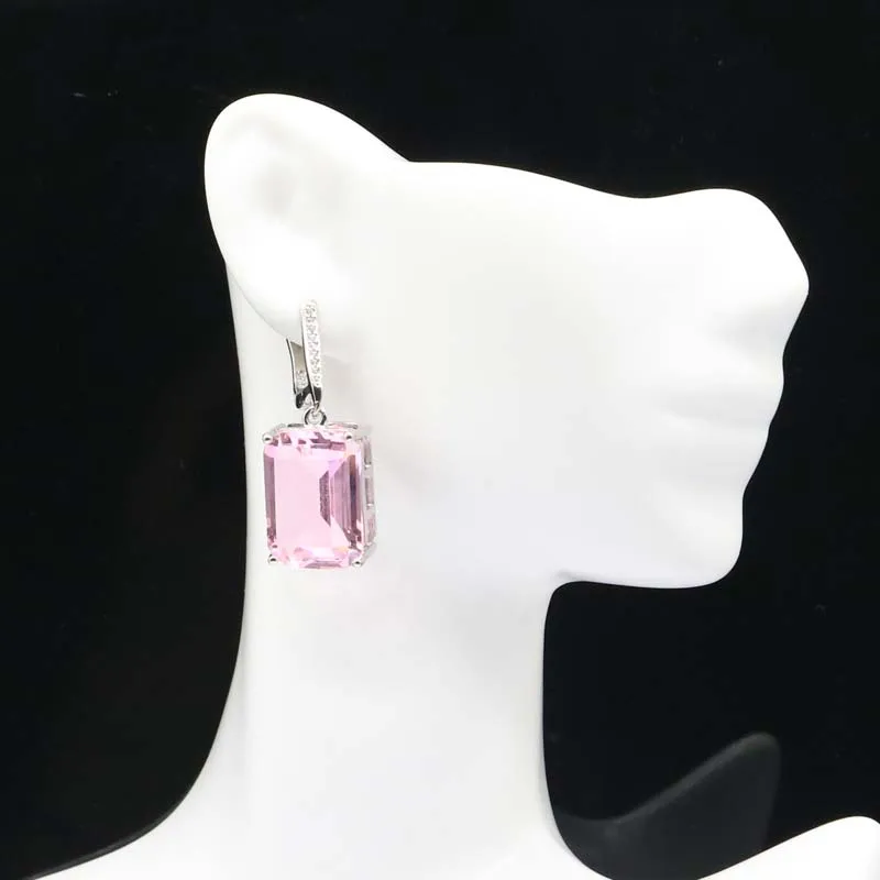 Buy 5 Get 1 Free 36x13mm Stunning 18x13mm Golden Citrine Pink Kunzite White CZ Women Daily Wear 925 Silver Earrings