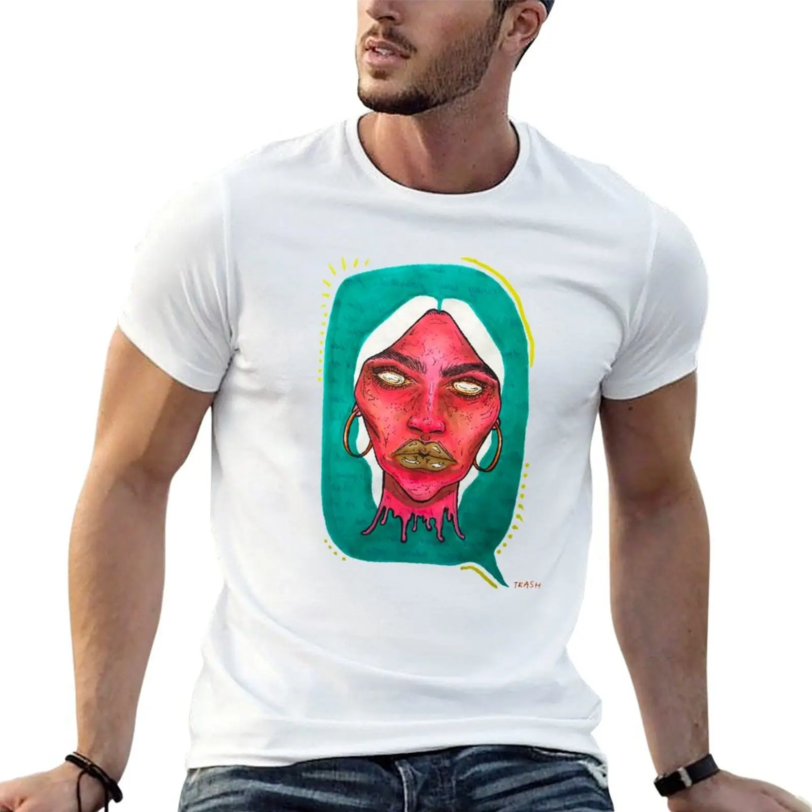 Trash T-Shirt blacks oversized anime shirts men