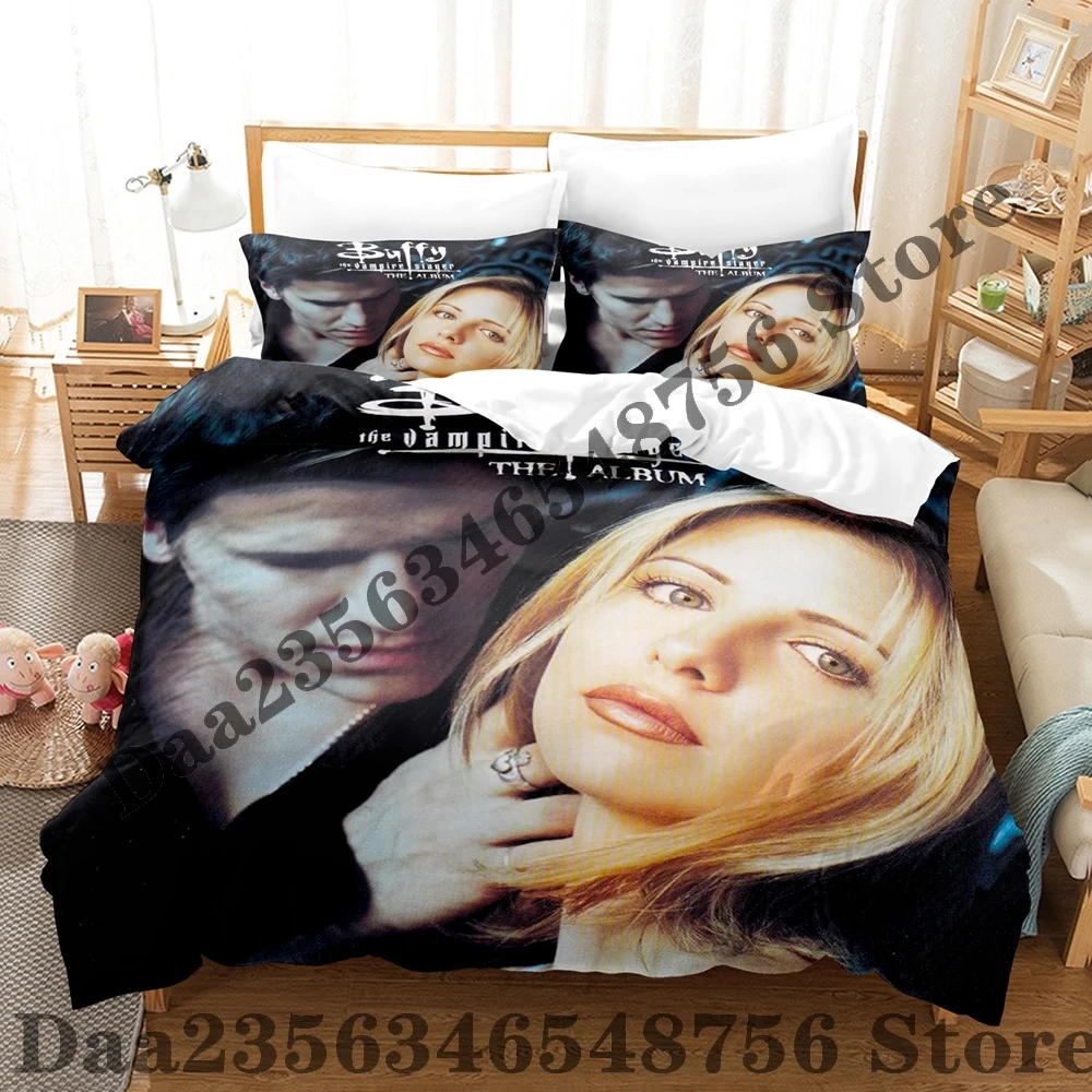 

Kawaii New Buffy The Vampire Slayer Pattern Three Piece Bedding Set Luxury Comforter Set with Queen King Including household go