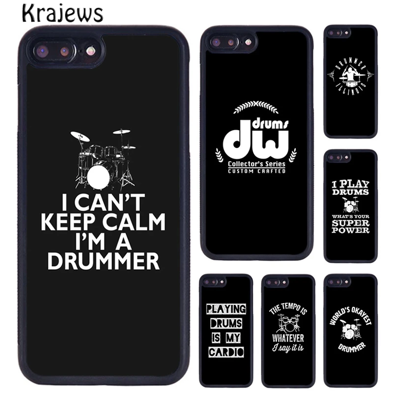 Krajews Drum Drummer Music Dj Phone Case For iPhone 16 15 14 plus 11 12 mini 13 Pro X XR XS Max cover shell coque