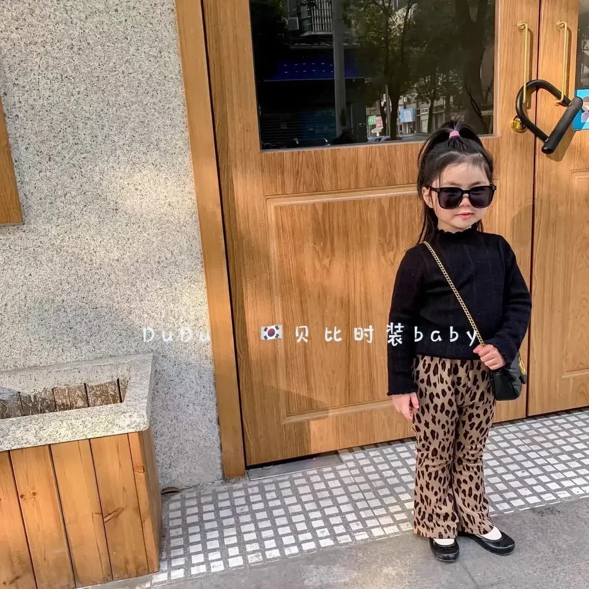 Clothing for Girls Pants Long Print Fashion Vintage Pretty Bell Bottoms Casual Lattice Leopard Print Loose