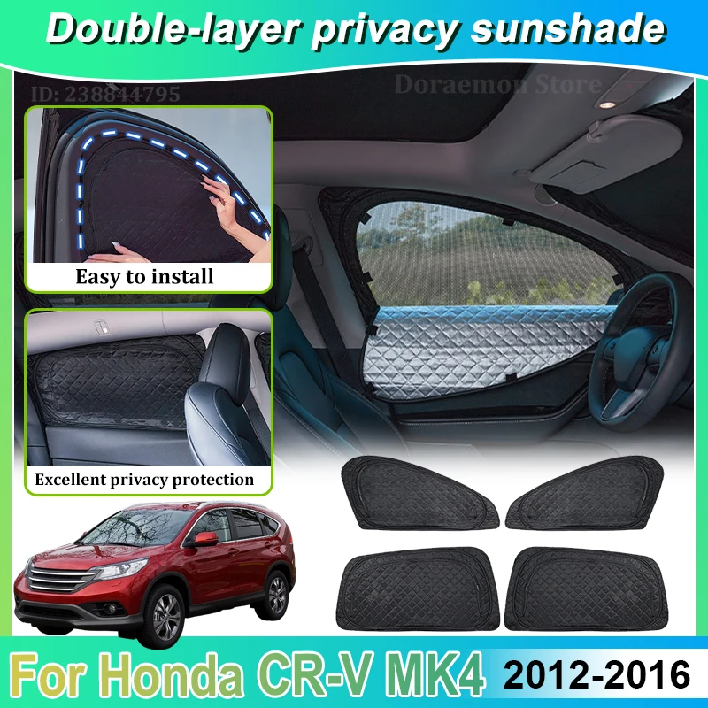 Car Sunshade For Honda CR V MK4 Accessories 2012~2016 2015 Double Layer Mesh Sun Shade Auto Camping Auti-UV Privacy Window Visor