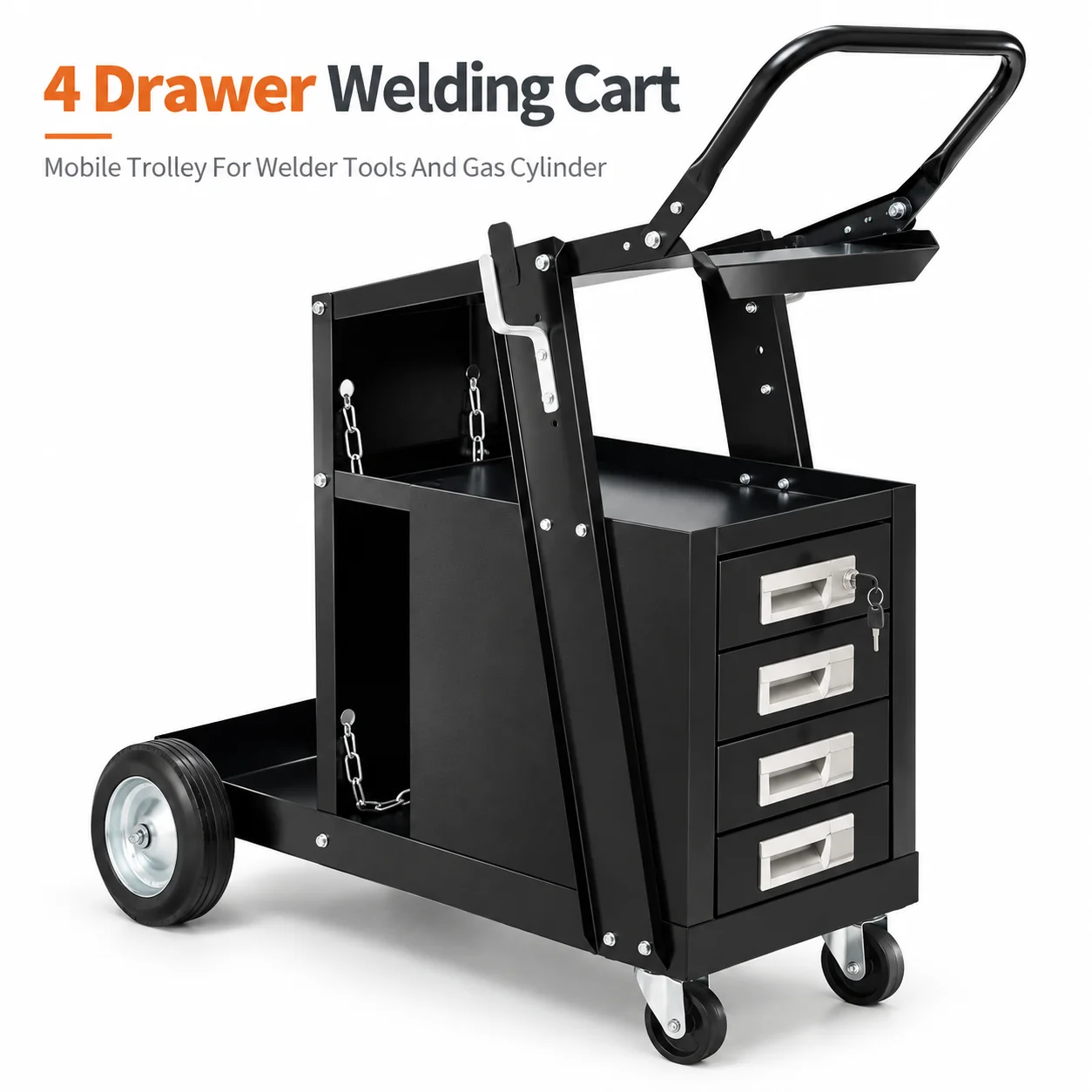 AOLIVIYA Welding Cart With 4 Drawers Mobile Welder Trolley MIG TIG Welding Machine Stand With Gas Cylinder Holder Tool Storage