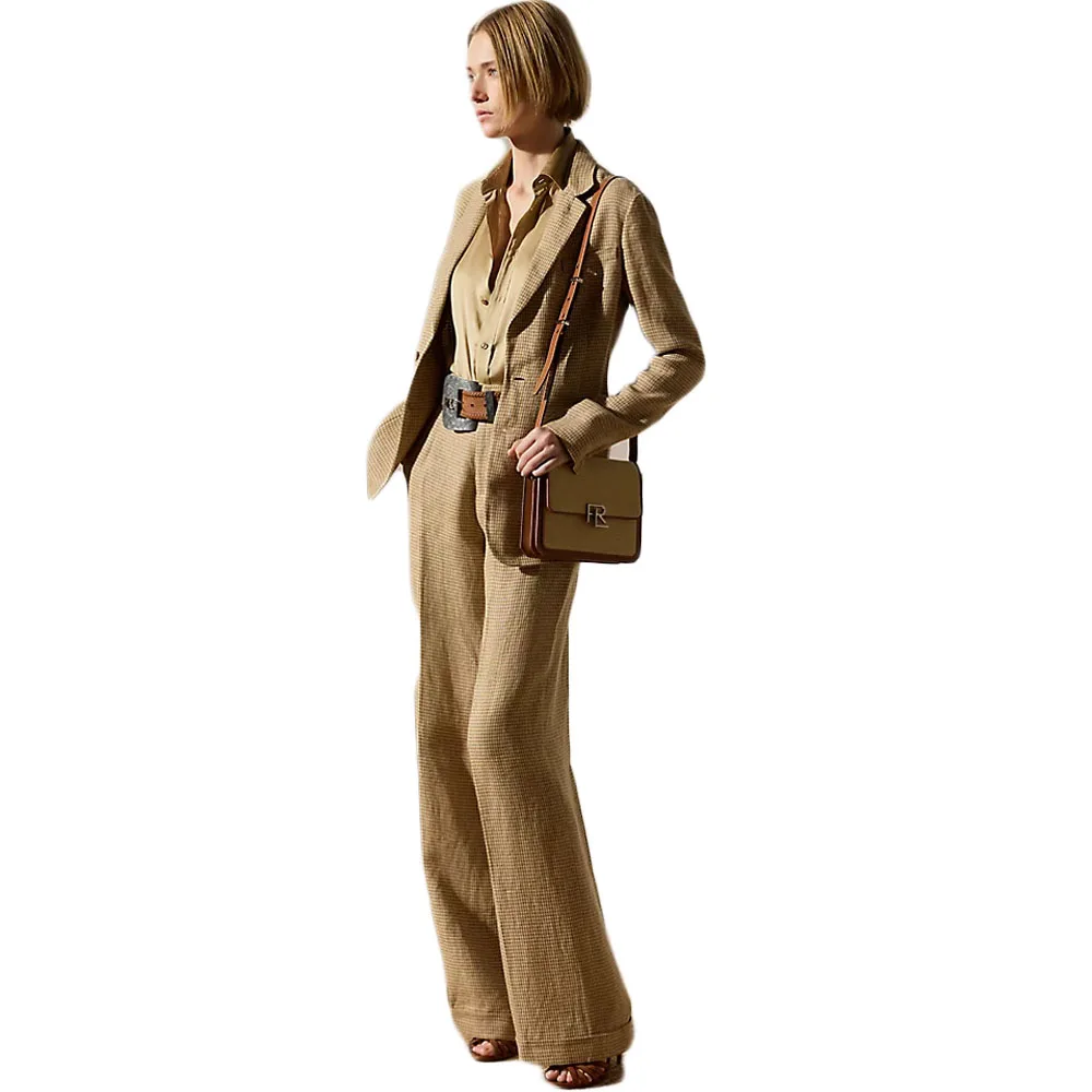 Houndstooth Office Lady Women Pants Suits 2 Pieces Slim Fit Customized Formal Casual Suits Meeting Business Outfit