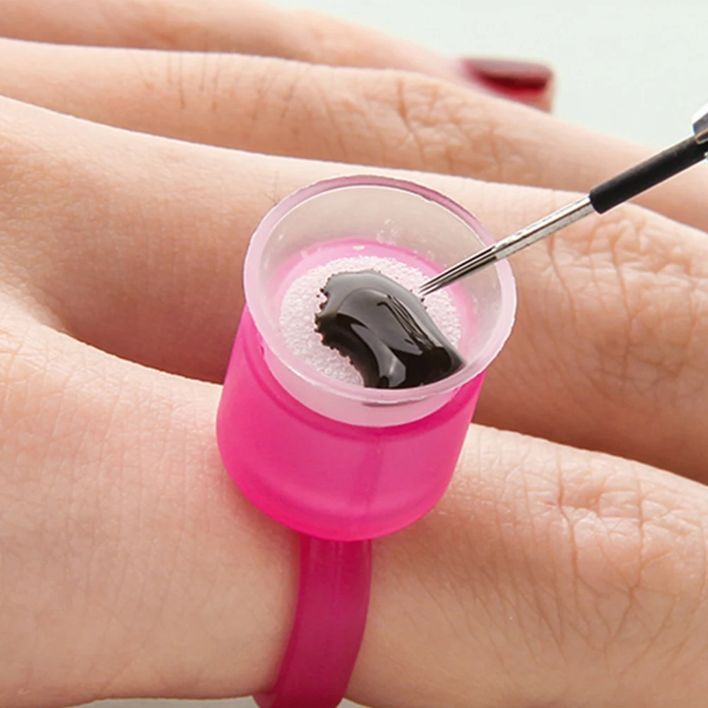 

50pcs Glue Eyelash Extensions Pigment Cups Tattooing Supplies Eyelash Glue Holder Sponge 50cps Pink Lash Holder
