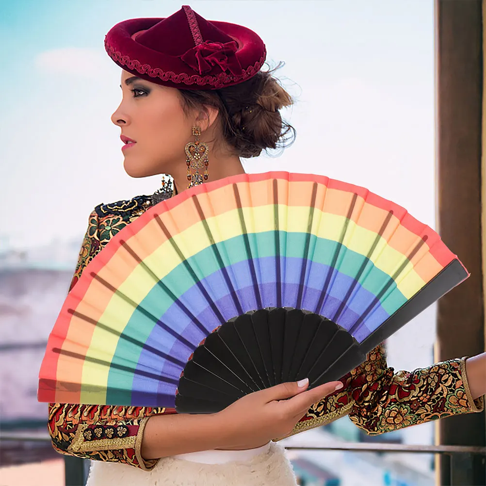 

4pcs Dance Fan Chinese Style Hand Folding Colorful Fans for Stage Performance Wedding Party Decoration Home Use