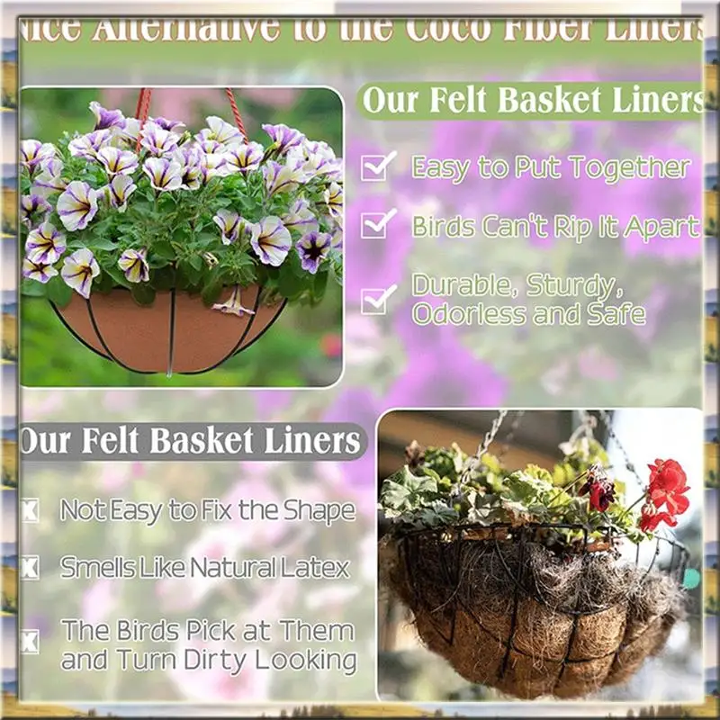 

AA46 HOT-Hanging Basket Liners Round Planter Basket Liner For Hanging Basket Plants Flowers A