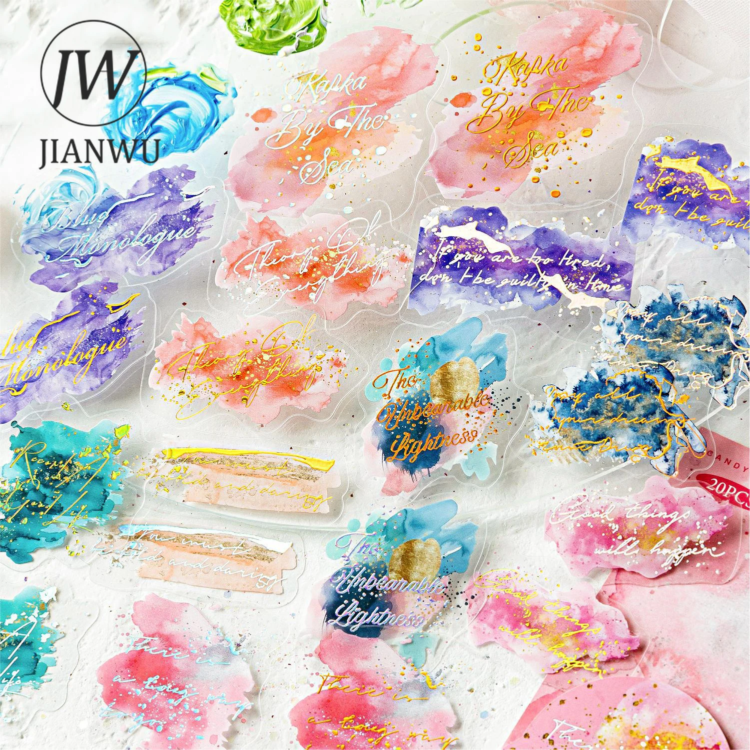 

JIANWU Flowing Light Dream Series, винтажная акварельная размазка, пейзажный материал, коллаж, наклейка для домашних животных, креативный журнал, канцелярские принадлежности