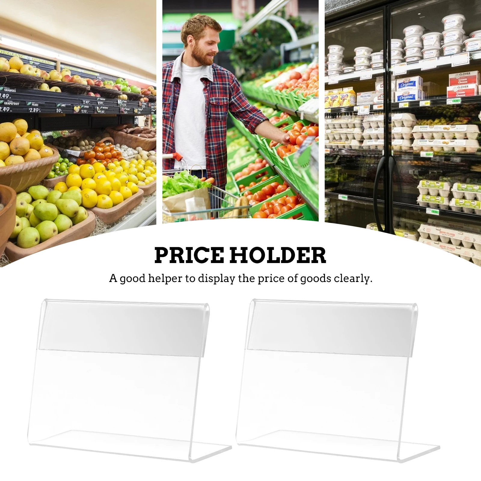 

Shape L-shaped Price Tag Food Labels Horizontal Display Stand Slanted Holder Acrylic