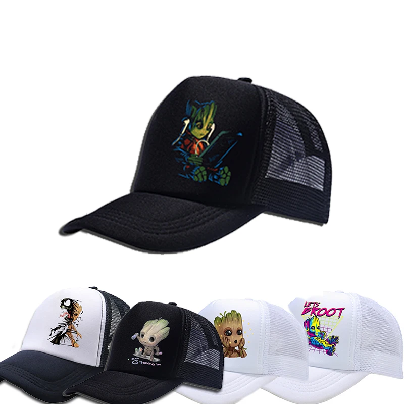 Cartoon Groot berretti da Baseball ragazzi ragazze cappello estate Snapback cappelli a rete berretti Hip Hop berretti per bambini Sport all'aria aperta cappello da sole Casual