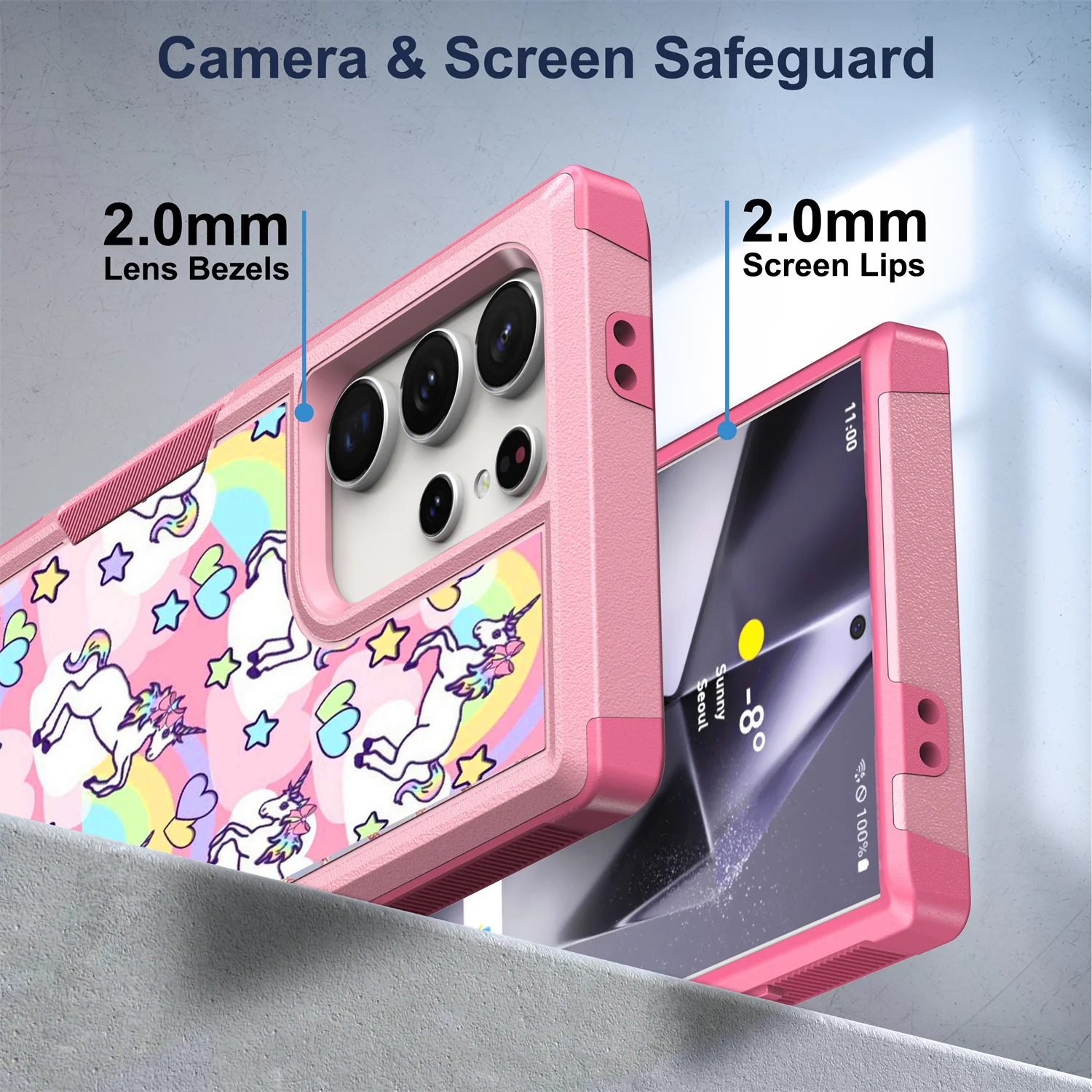 Cartoon cute Unicorn Case For Samsung Galaxy S24 Ultra plus A15 Dual Layer Shockproof Protective Cover