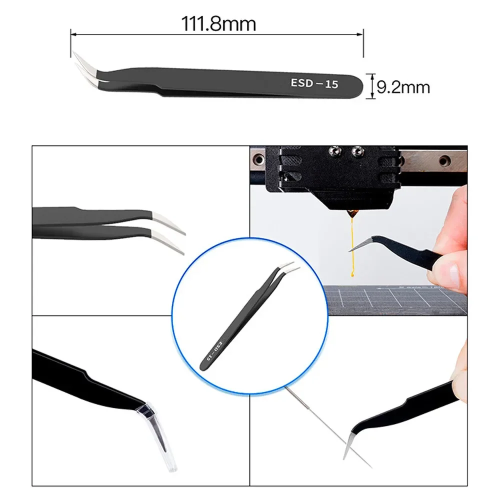Making Repair Tool Filament Cleaning 6Pcs/Set 3D Printer Parts Tool Tweezers Anti-Static Precision Maintenance Tweezers Model
