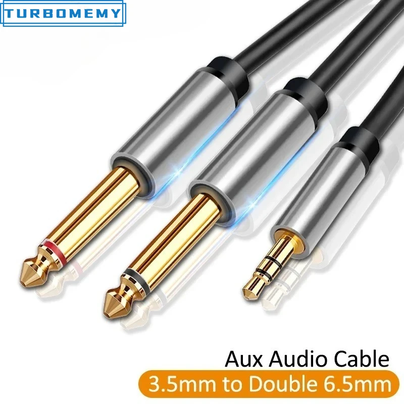 3.5mm to Double 6.5mm Aux TRS Cable Male Mono 6.5 Jack to Stereo 3.5 Jack Audio Cable For Speaker Mixer Amplifier 6.35mm Adapter