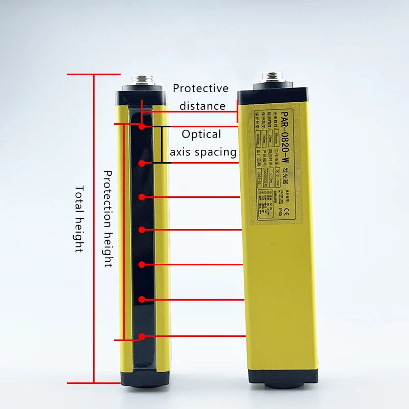 PARMA Sensor de cortina de luz de seguridad, dispositivo de protección de área de paso de 20mm y 40mm, rejilla infrarroja Industrial, salida NPN PNP, 12-24V CC