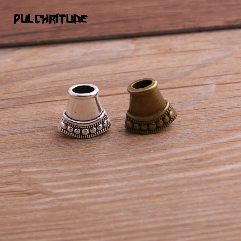  10pcs 8*15*15mm Two Color Retro Bead Caps Charm Hollow Pendants Jewelry Accessories DIY Receptacle Charms