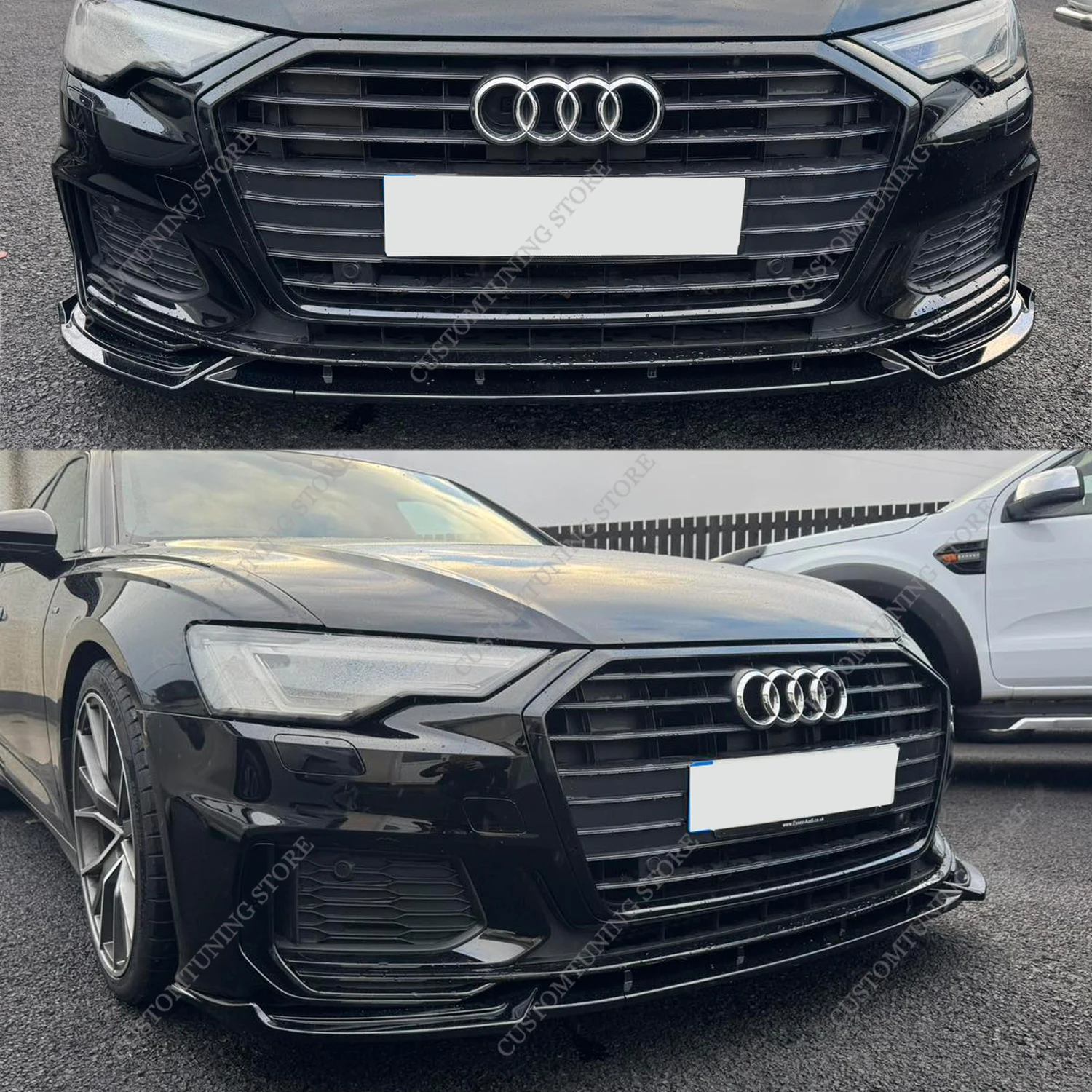 

Для AUDI S6 C8: Глянцевый черный сплиттер-диффузор переднего бампера (канарды) для A6 C8 S-line 2018-2025. Стайлинг, тюнинг, обвесы.