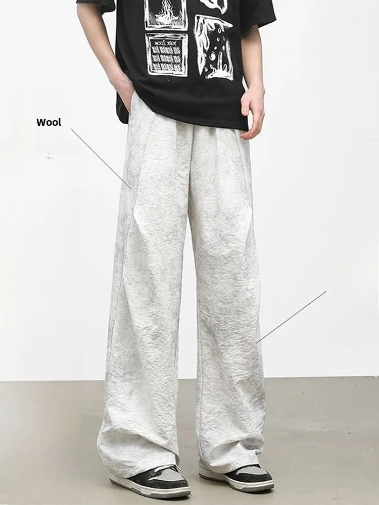 

Мужские летние тонкие брюки Qui Dry Sakamoto из ледяного шелка с принтом тай-дай, прямые брюки десантника с американской сложенной текстурой мышц