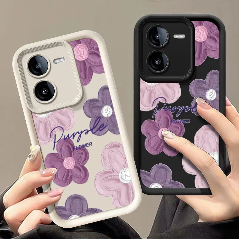 Pretty Flower Fashine Case For VIVO Y02 Y03 Y15S Y16 Y17 Y17S Y21 Y22S Y27 Y35 Y36 Y72 Y75 Y76 Y77 Y78 Y100 5G Soft Cover Shell