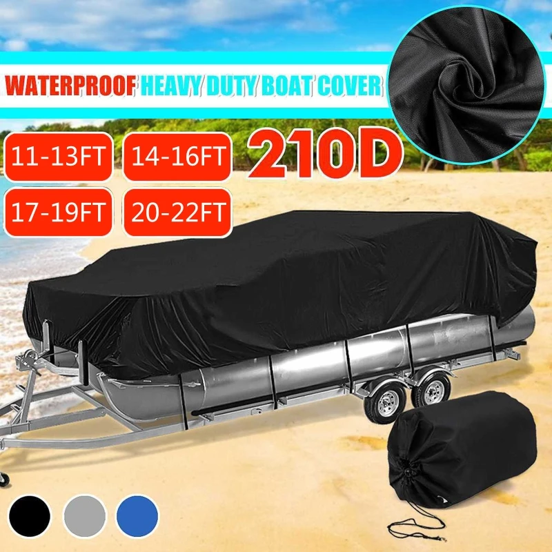 

Waterproof Boat Cover Heavy Duty 210D Marine Grade Polyester Canvas Trailerable Fits V-Hull Tri-Hull Runabout Boat Cover