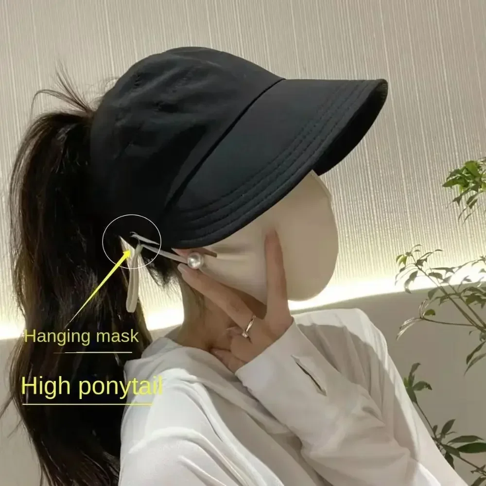 

Foldable Wide Brim Ponytail Sun Hat Summer Quick-dry Visor Fisherman Cap Outdoor Adjustable Women Sun Hat Beach Hat