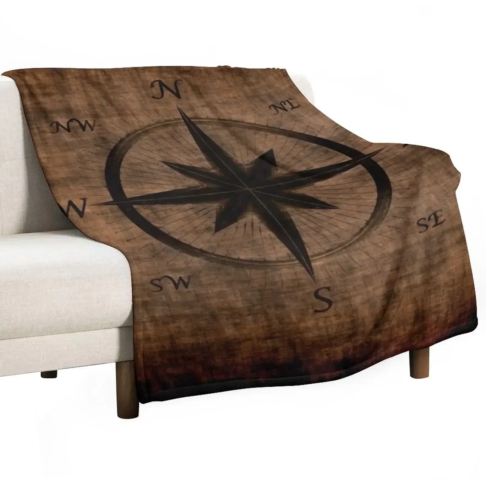 

Nostalgic Old Compass Rose Design Throw Blanket Luxury Designer cosplay anime Decorative Throw Custom Blankets