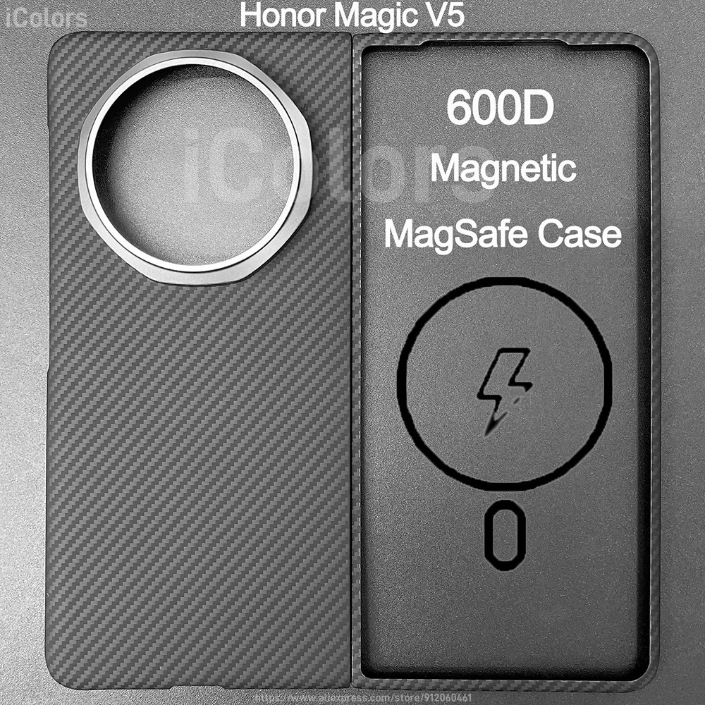 

for Honor Magic V5 Aramid Carbon Fiber Case Kevlar Cover Ultra Thin Lightweight Armor Protective Cover Slim Durable Sturdy